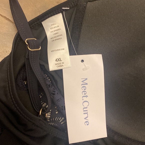 Meet curve black Black Lace Panel Swimsuit one piece size 4X new with tags - Picture 7 of 7